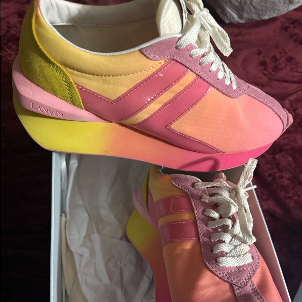 Lanvin Women's Pink and Yellow Gradient Sneakers